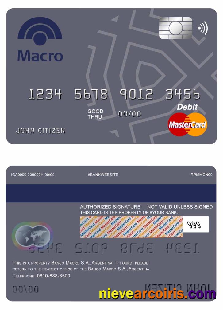 Argentina Banco Macro S.A. bank mastercard debit card